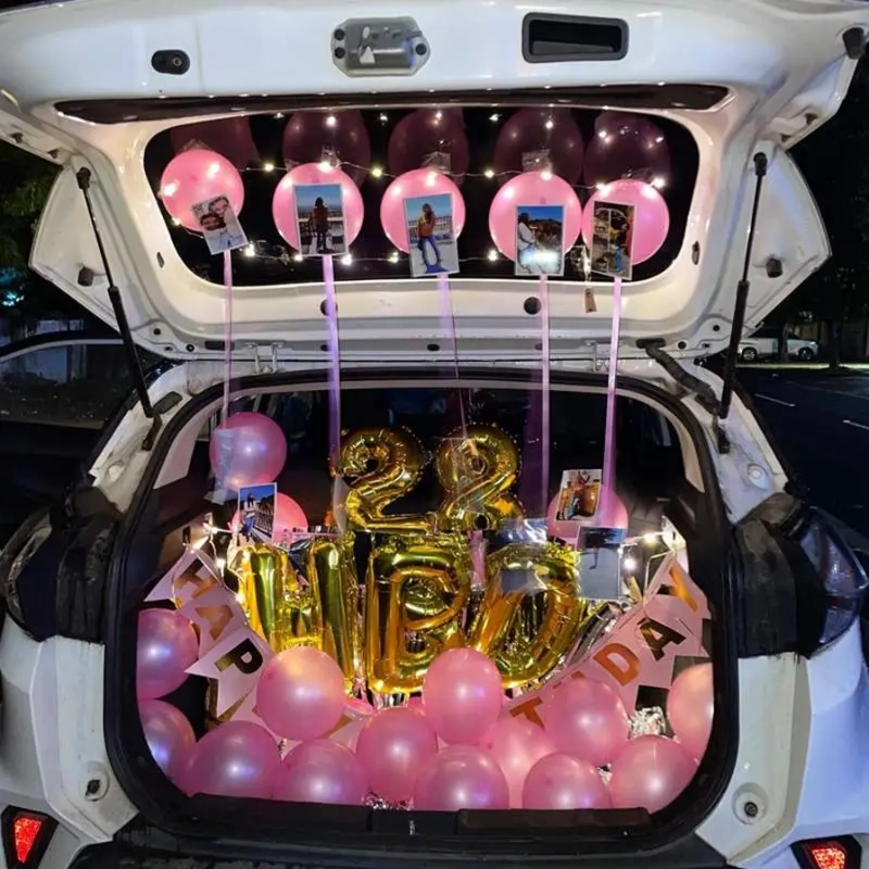 Pink Balloons Car Decoration