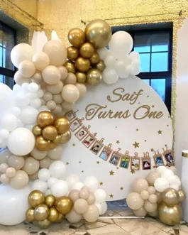 Elegant First Birthday Balloon Decor
