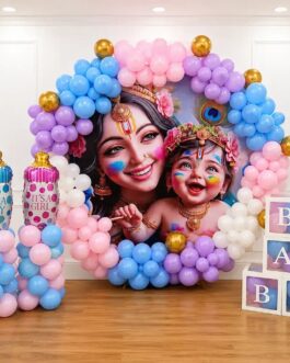 Krishna Theme Baby Shower Decoration with Balloon Arch