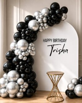 Black and Silver Birthday Balloon Decoration at Home