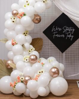 Neutral Tones Balloons and Flowers Ring decor For Roka Ceremony