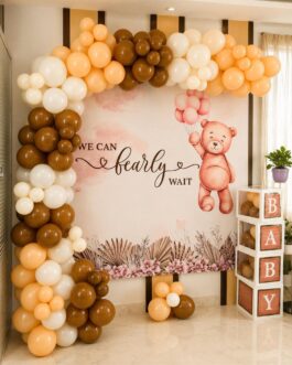 White and Brown Baby Shower Decoration