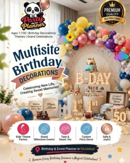 Colorful birthday party balloon setup