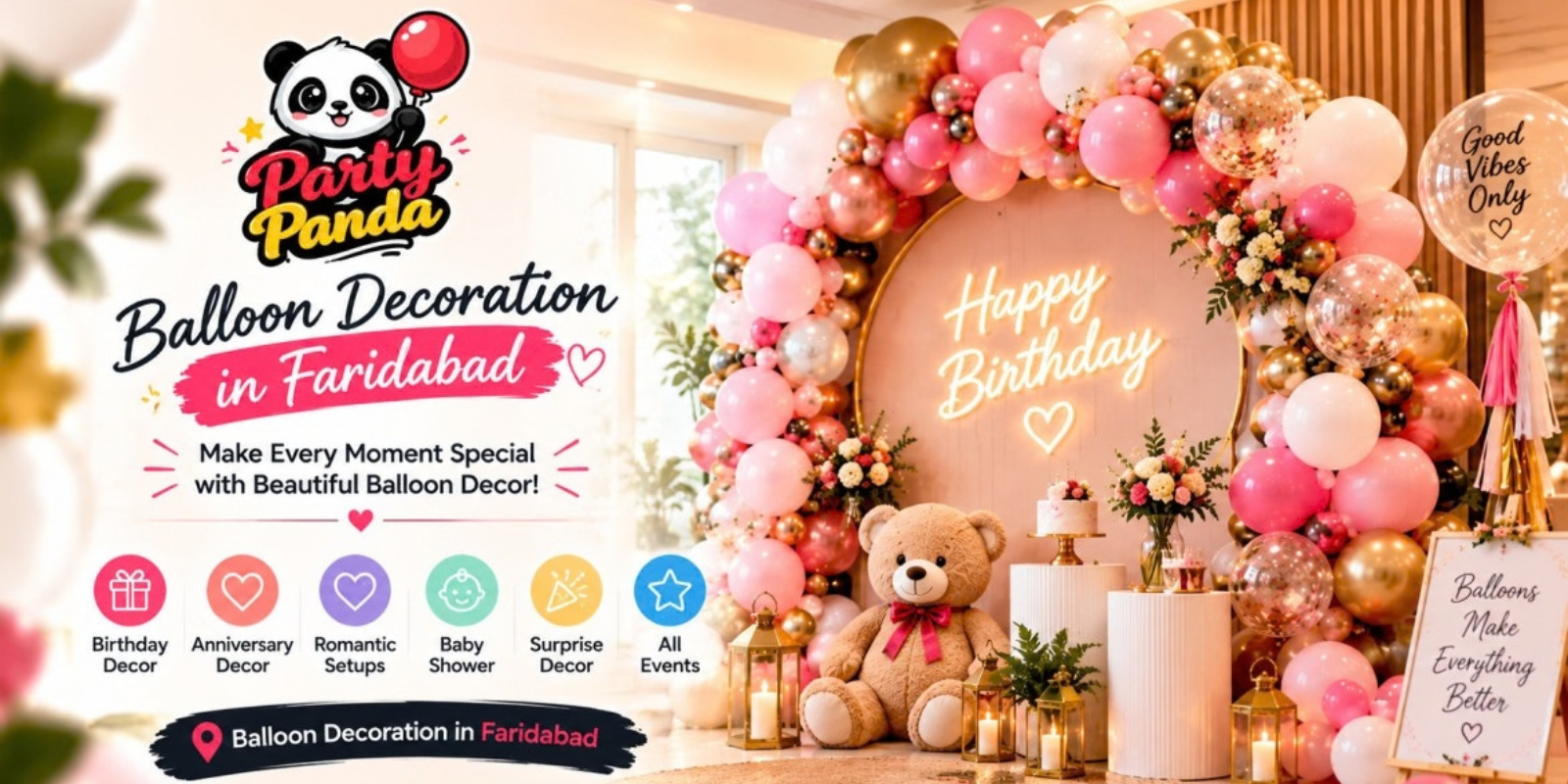 Decorative balloons arranged for a celebration