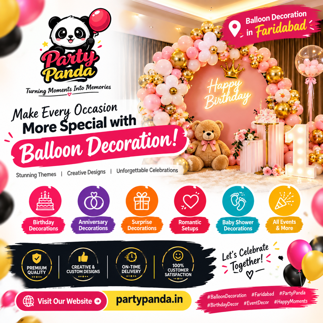Elegant party backdrop with balloons