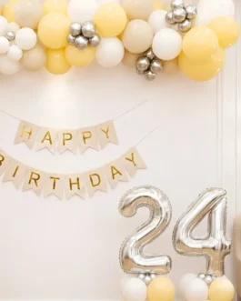Minimalist Birthday Decoration with Pastel Balloons