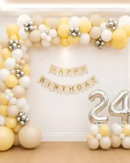Minimalist Birthday Decoration with Pastel Balloons